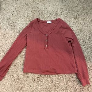 burgundy button up cropped sweater